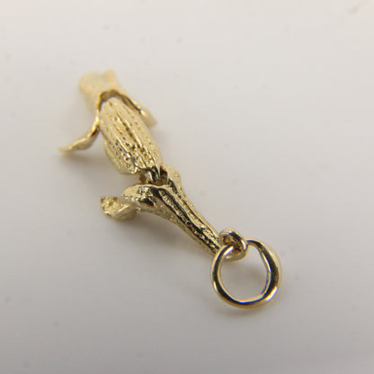 Vintage 9ct Gold Crocodile Articulated Pendant Yellow Gold Animal Charm Gift