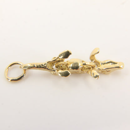 Vintage 9ct Gold Crocodile Articulated Pendant Yellow Gold Animal Charm Gift
