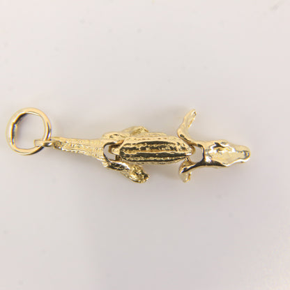 Vintage 9ct Gold Crocodile Articulated Pendant Yellow Gold Animal Charm Gift