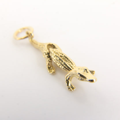 Vintage 9ct Gold Crocodile Articulated Pendant Yellow Gold Animal Charm Gift