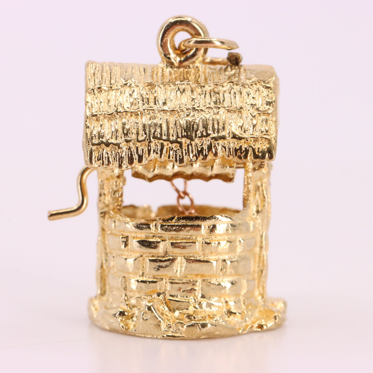 Vintage 9ct Hallmarked Yellow Gold Wishing Well Pendant Moving Luck Charm Gift