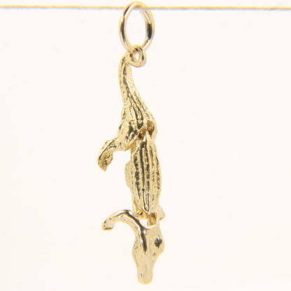 Vintage 9ct Gold Crocodile Articulated Pendant Yellow Gold Animal Charm Gift