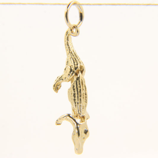 Vintage 9ct Gold Crocodile Articulated Pendant Yellow Gold Animal Charm Gift