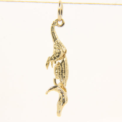 Vintage 9ct Gold Crocodile Articulated Pendant Yellow Gold Animal Charm Gift