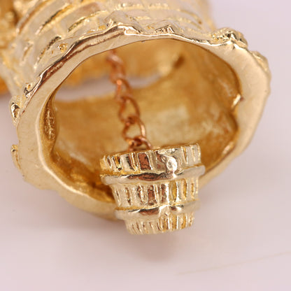 Vintage 9ct Hallmarked Yellow Gold Wishing Well Pendant Moving Luck Charm Gift