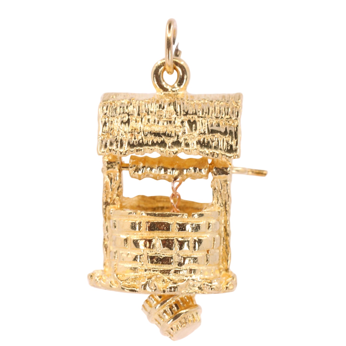 Vintage 9ct Hallmarked Yellow Gold Wishing Well Pendant Moving Luck Charm Gift