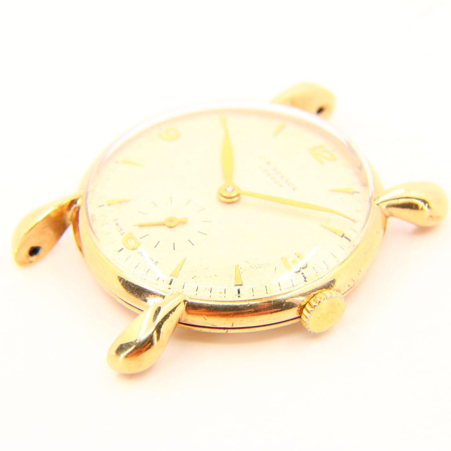 Vintage 9ct J.W. Benson London Wristwatch 17 Jewels Hallmarked 1955 Yellow Gold Watch Head Running