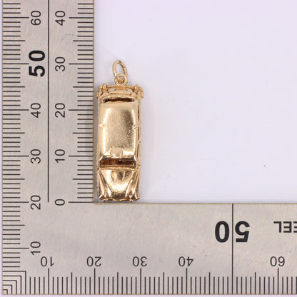 Vintage 9ct Hallmarked Yellow Gold London Taxi Charm British Opening Pendant