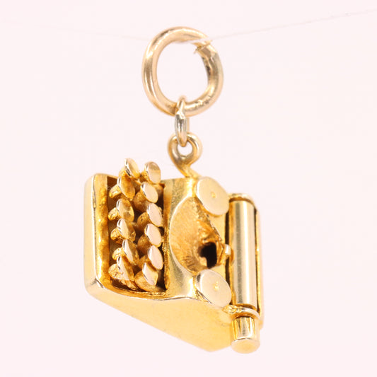 Vintage 9ct Hallmarked Gold Typewriter Charm Writer Author Journalist Pendant