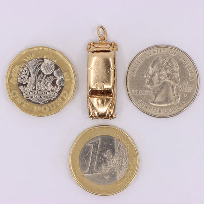 Vintage 9ct Hallmarked Yellow Gold London Taxi Charm British Opening Pendant