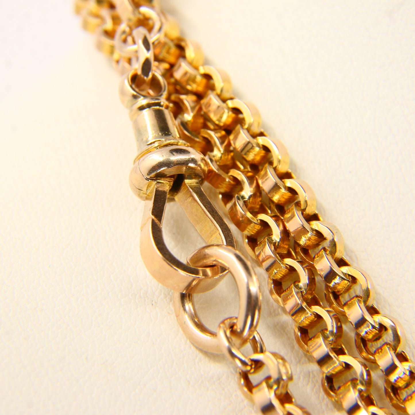 Antique 9ct 61 INCH Muff Guard Belcher Chain Necklace 9 Carat Yellow Gold Longuard Watch Chain Gift