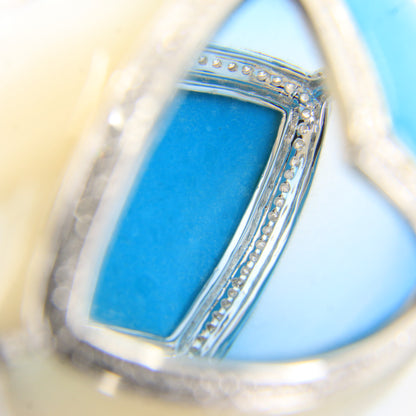 Vintage Large 18ct Gold Turquoise & Mother of Pearl 1.95ct Diamond Egg Pendant