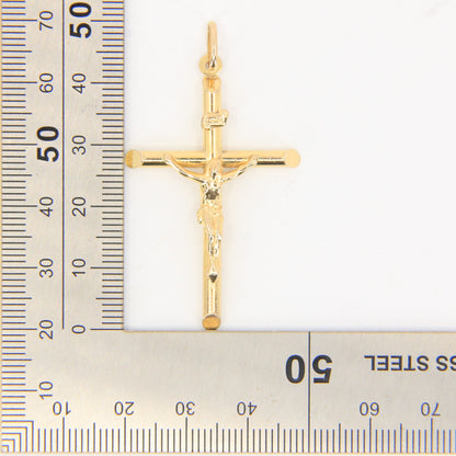 Vintage 9ct Hallmarked Gold Crucifix Pendant INRI Cross Religious Charm