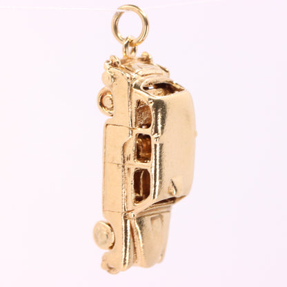 Vintage 9ct Hallmarked Yellow Gold London Taxi Charm British Opening Pendant