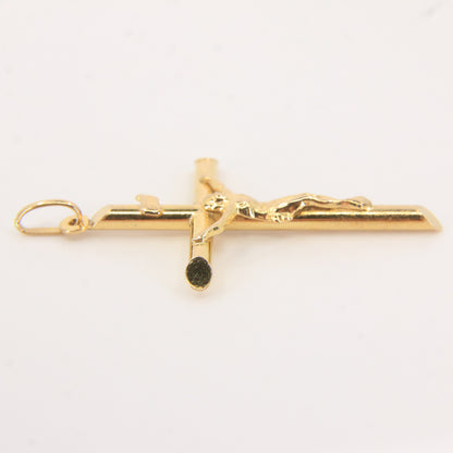 Vintage 9ct Hallmarked Gold Crucifix Pendant INRI Cross Religious Charm