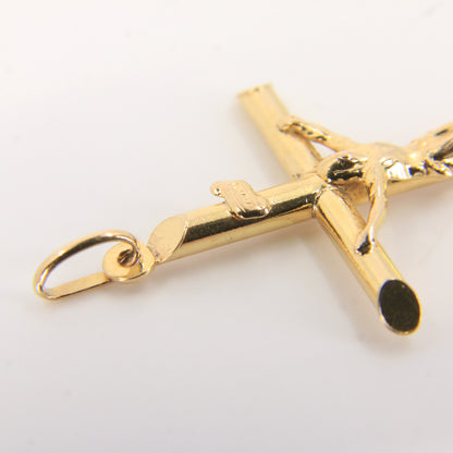 Vintage 9ct Hallmarked Gold Crucifix Pendant INRI Cross Religious Charm