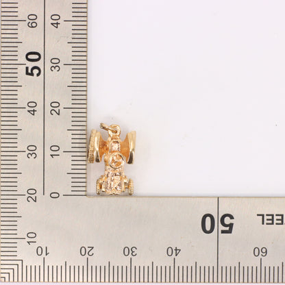 Vintage 9ct Hallmarked Yellow Gold Retro Tractor Pendant Farm Charm