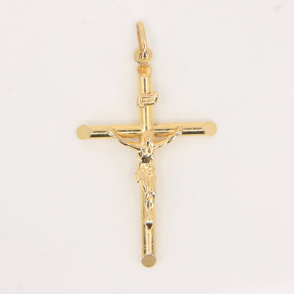Vintage 9ct Hallmarked Gold Crucifix Pendant INRI Cross Religious Charm