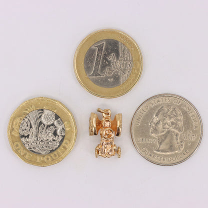 Vintage 9ct Hallmarked Yellow Gold Retro Tractor Pendant Farm Charm