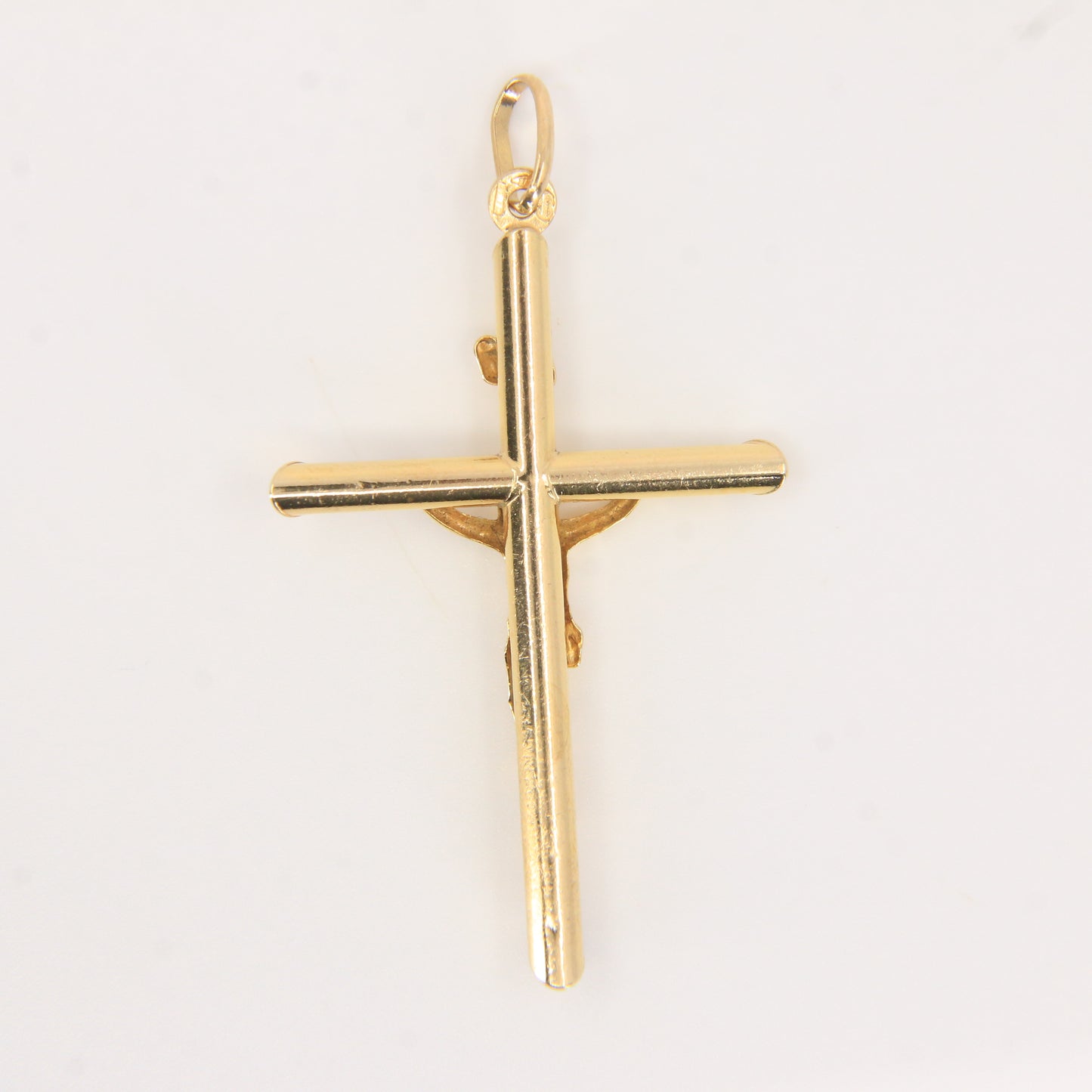 Vintage 9ct Hallmarked Gold Crucifix Pendant INRI Cross Religious Charm