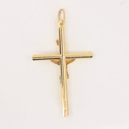 Vintage 9ct Hallmarked Gold Crucifix Pendant INRI Cross Religious Charm