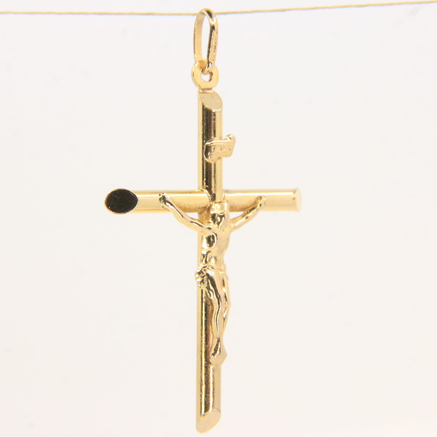 Vintage 9ct Hallmarked Gold Crucifix Pendant INRI Cross Religious Charm
