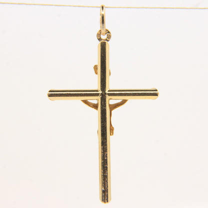 Vintage 9ct Hallmarked Gold Crucifix Pendant INRI Cross Religious Charm