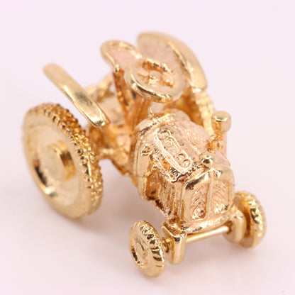 Vintage 9ct Hallmarked Yellow Gold Retro Tractor Pendant Farm Charm