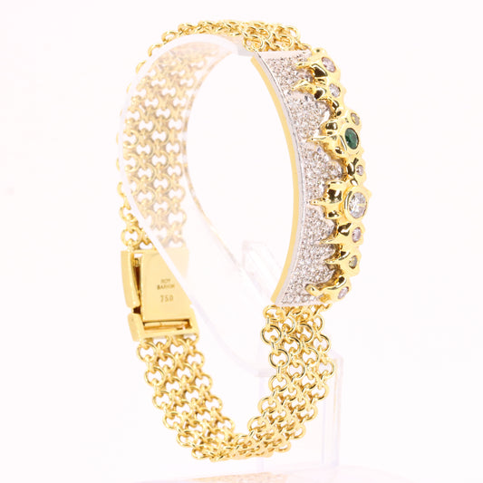Vintage 18ct Roy Sarkin Waterfall Emerald Diamond Bracelet 8 Inch Boxed Gift