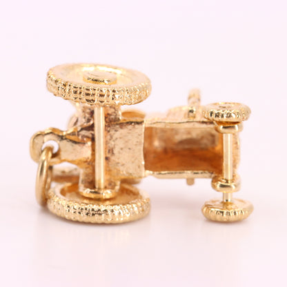 Vintage 9ct Hallmarked Yellow Gold Retro Tractor Pendant Farm Charm
