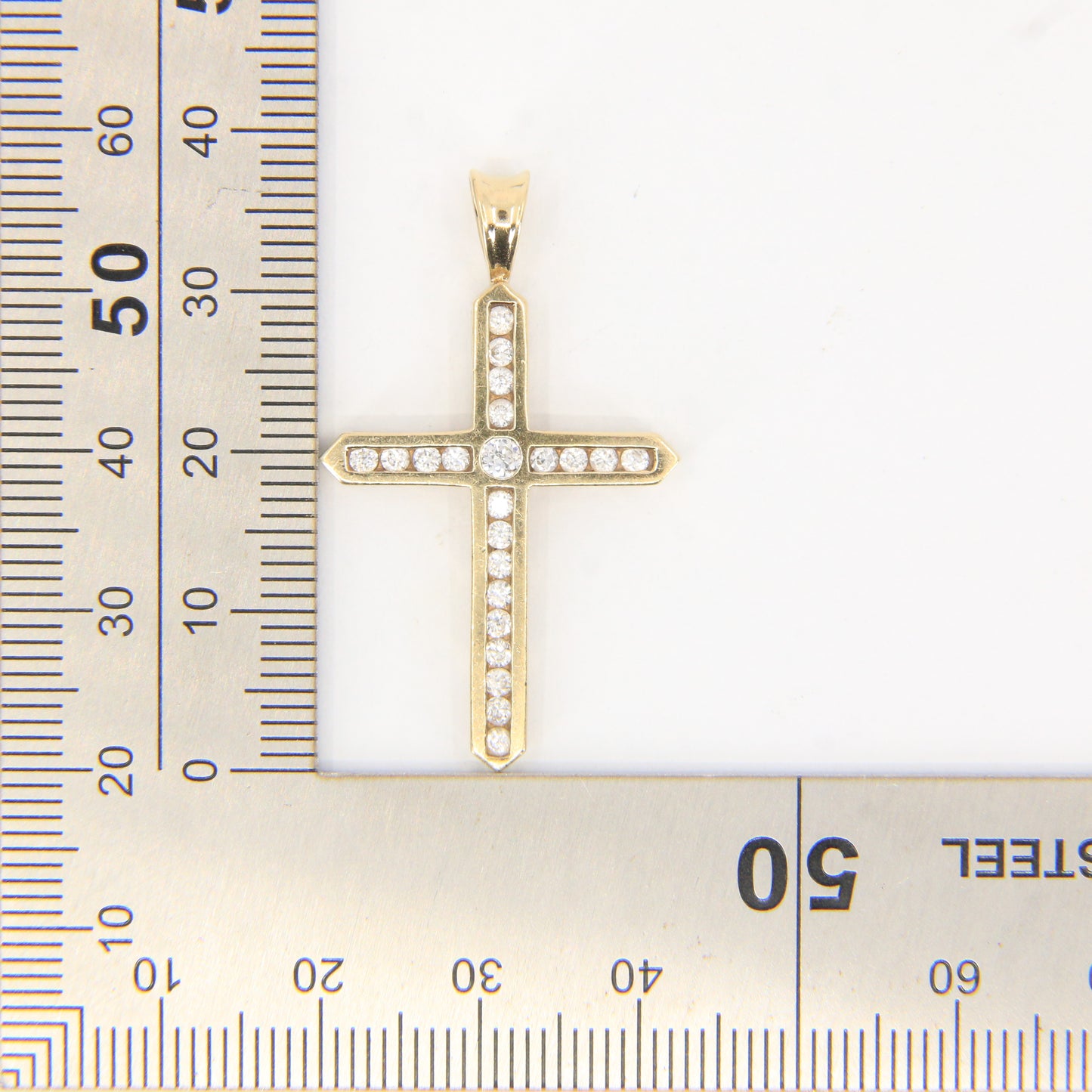 Vintage 9ct Hallmarked Gold Cross Pendant Cubic Zirconia CZ Charm Gift