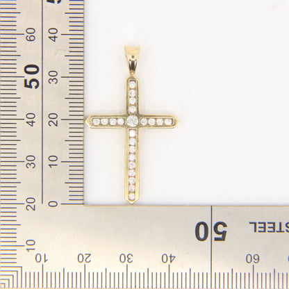 Vintage 9ct Hallmarked Gold Cross Pendant Cubic Zirconia CZ Charm Gift