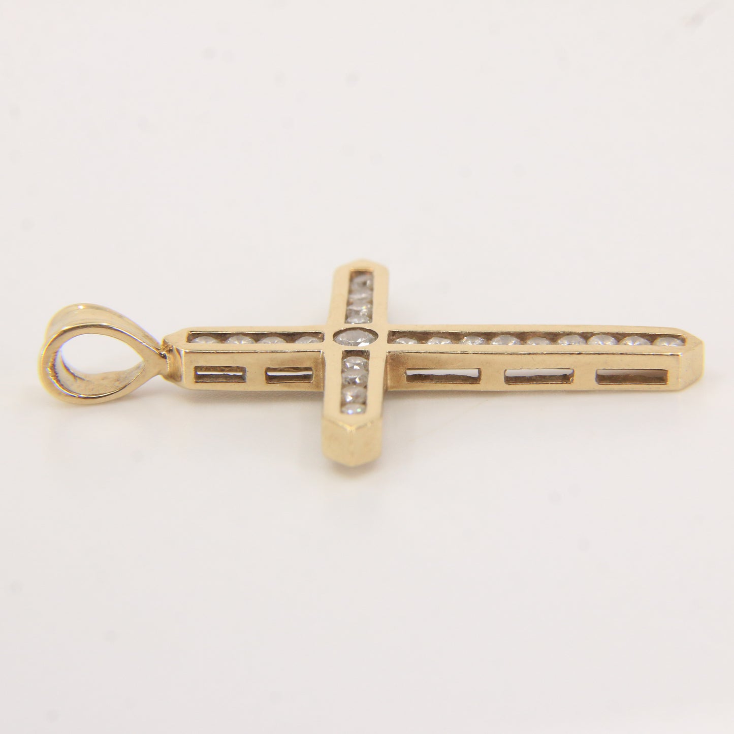 Vintage 9ct Hallmarked Gold Cross Pendant Cubic Zirconia CZ Charm Gift