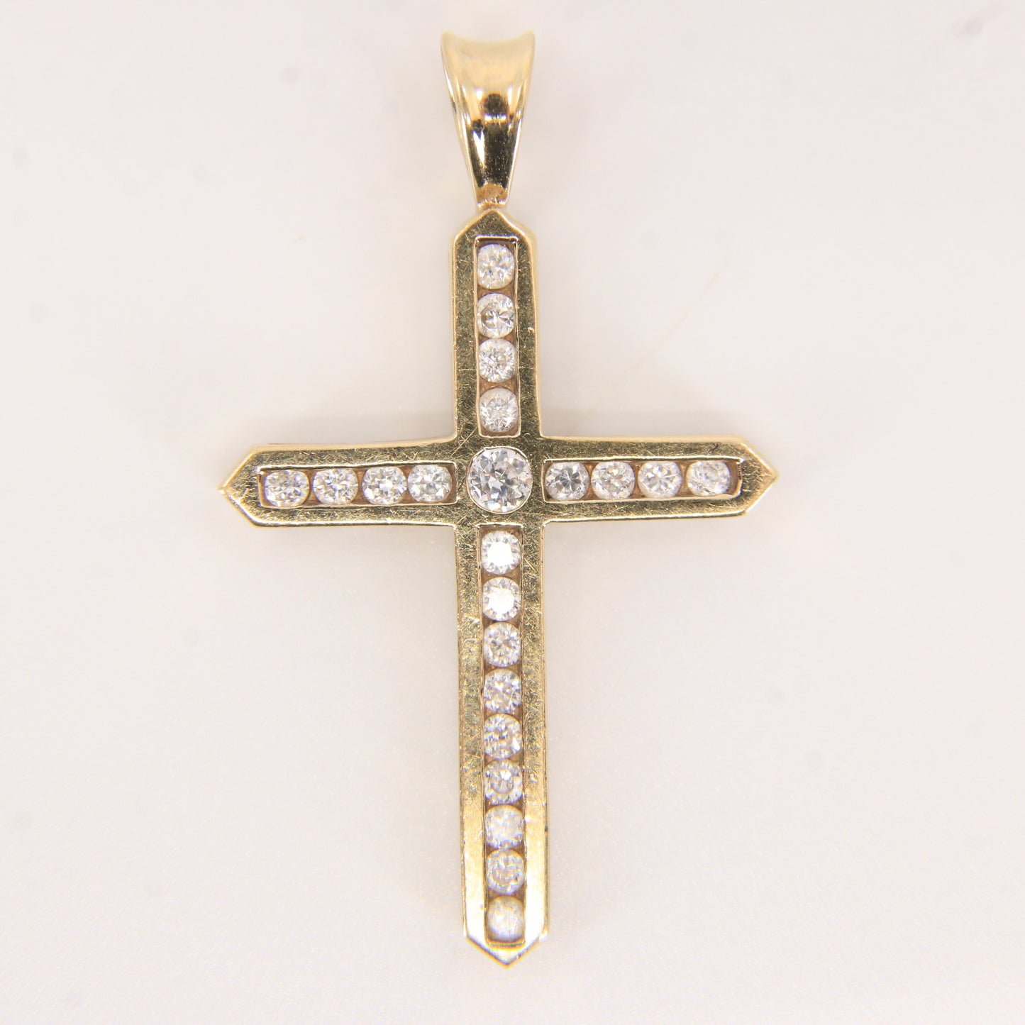 Vintage 9ct Hallmarked Gold Cross Pendant Cubic Zirconia CZ Charm Gift