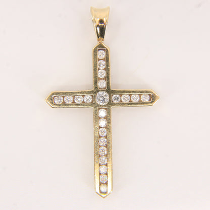 Vintage 9ct Hallmarked Gold Cross Pendant Cubic Zirconia CZ Charm Gift