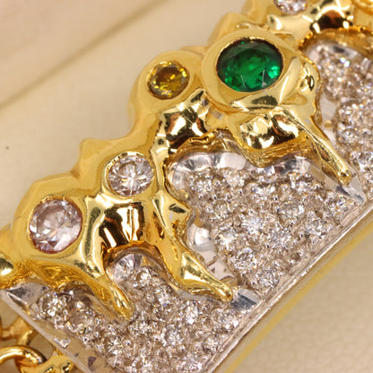 Vintage 18ct Roy Sarkin Waterfall Emerald Diamond Bracelet 8 Inch Boxed Gift