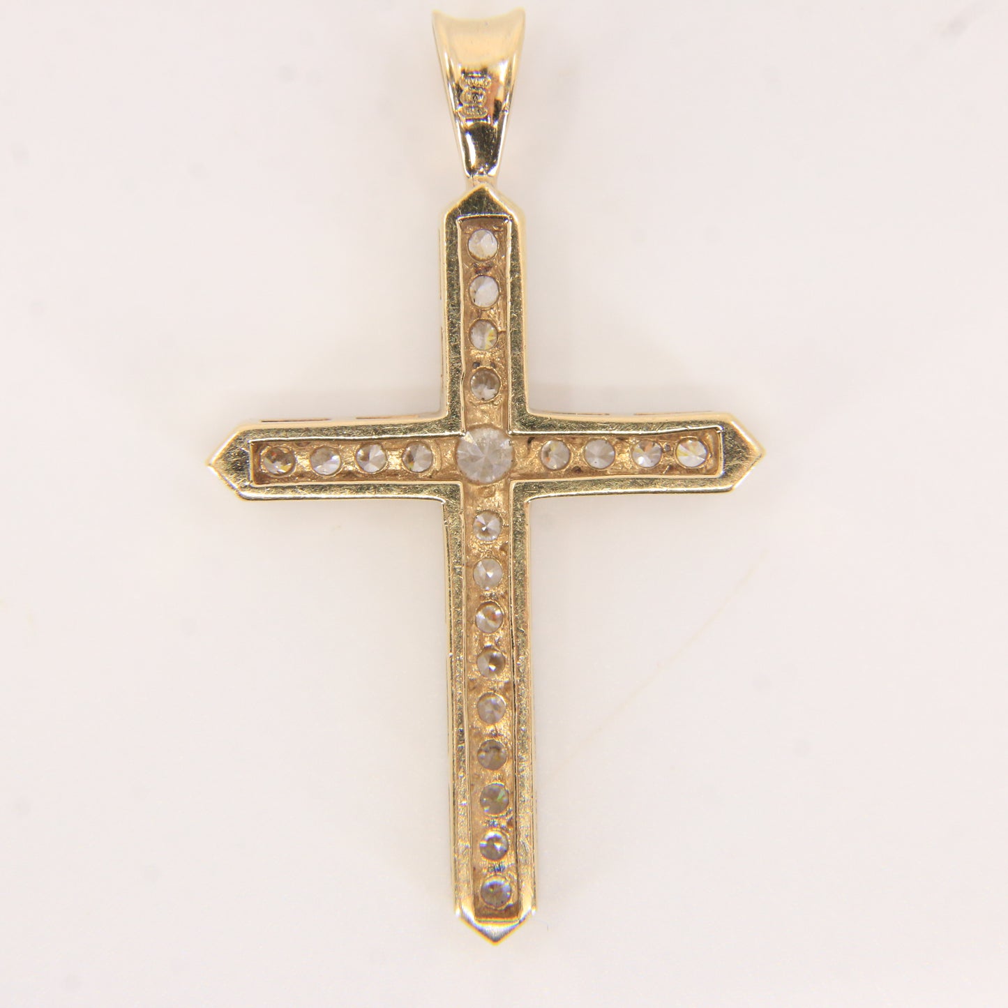 Vintage 9ct Hallmarked Gold Cross Pendant Cubic Zirconia CZ Charm Gift