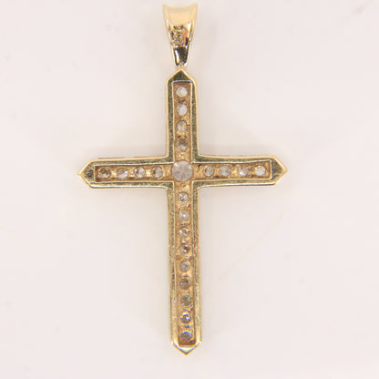 Vintage 9ct Hallmarked Gold Cross Pendant Cubic Zirconia CZ Charm Gift