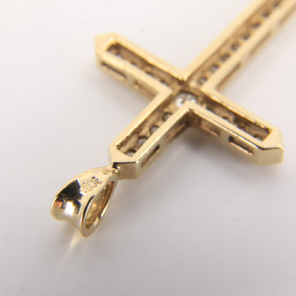Vintage 9ct Hallmarked Gold Cross Pendant Cubic Zirconia CZ Charm Gift