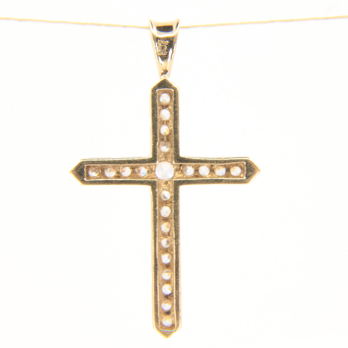 Vintage 9ct Hallmarked Gold Cross Pendant Cubic Zirconia CZ Charm Gift