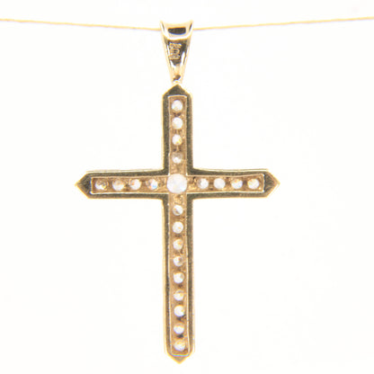 Vintage 9ct Hallmarked Gold Cross Pendant Cubic Zirconia CZ Charm Gift