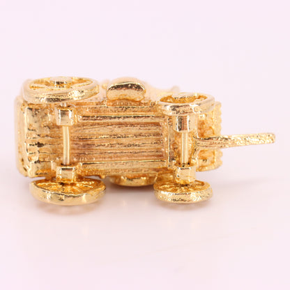 Vintage 9ct Hallmarked Yellow Gold Western Wagon Charm Cowboy Travel Pendant
