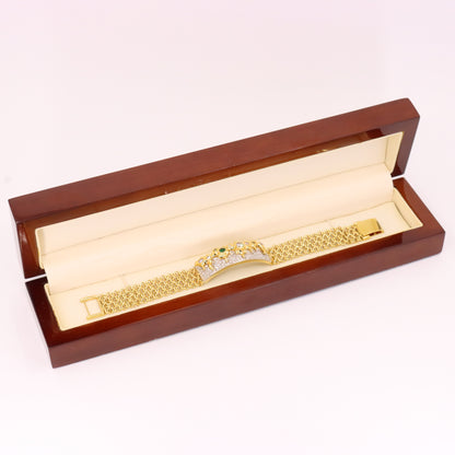 Vintage 18ct Roy Sarkin Waterfall Emerald Diamond Bracelet 8 Inch Boxed Gift