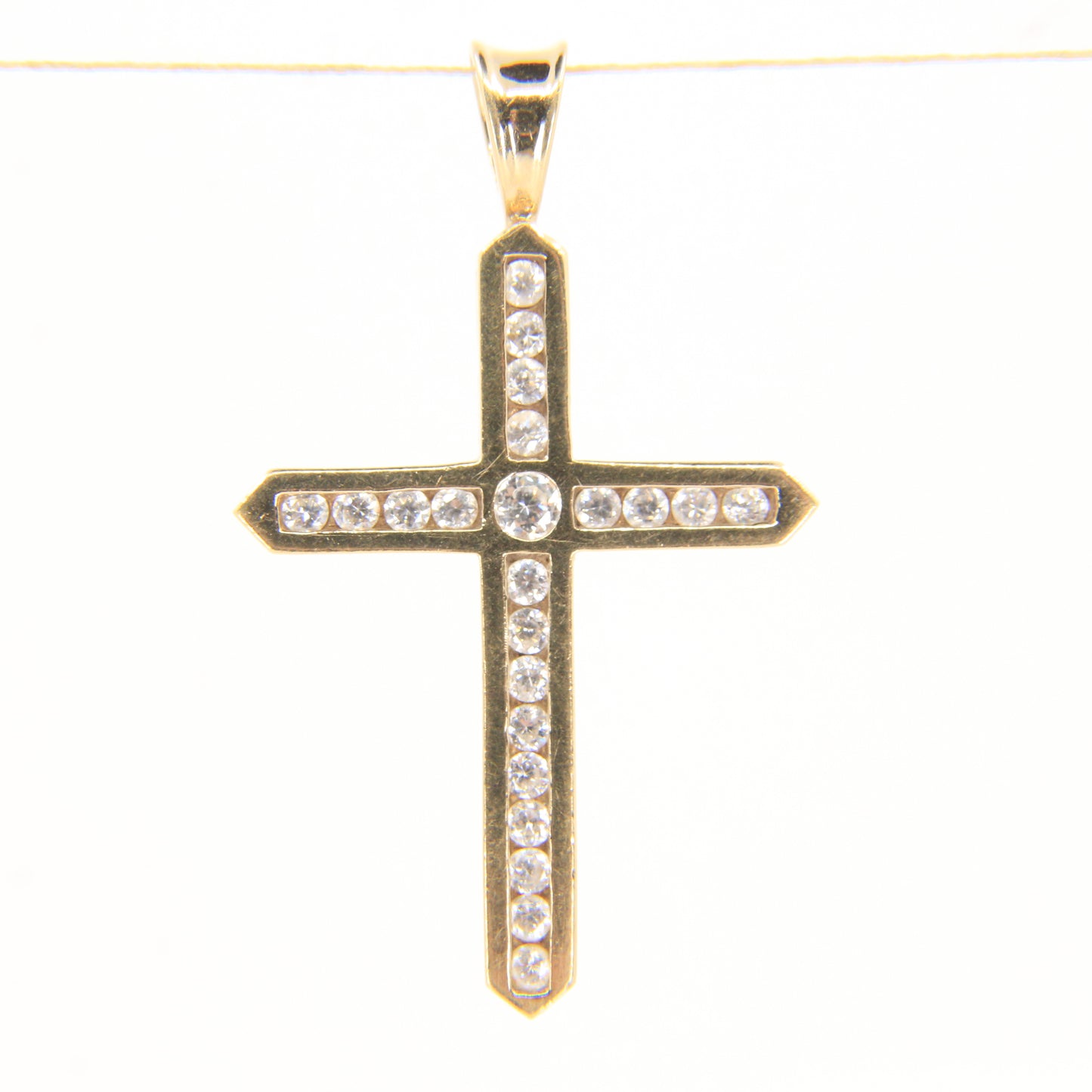 Vintage 9ct Hallmarked Gold Cross Pendant Cubic Zirconia CZ Charm Gift