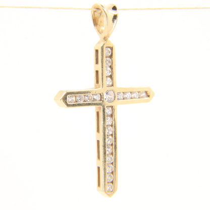 Vintage 9ct Hallmarked Gold Cross Pendant Cubic Zirconia CZ Charm Gift