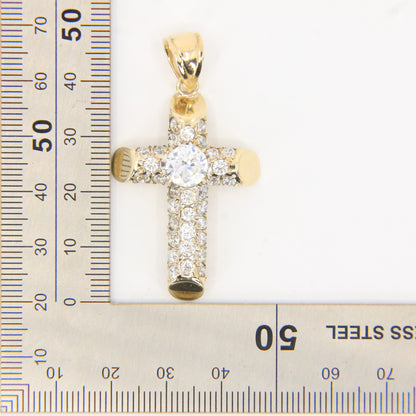 Vintage 9ct Gold Hallmarked Cubic Zirconia Cross Pendant Sparkling CZ Charm