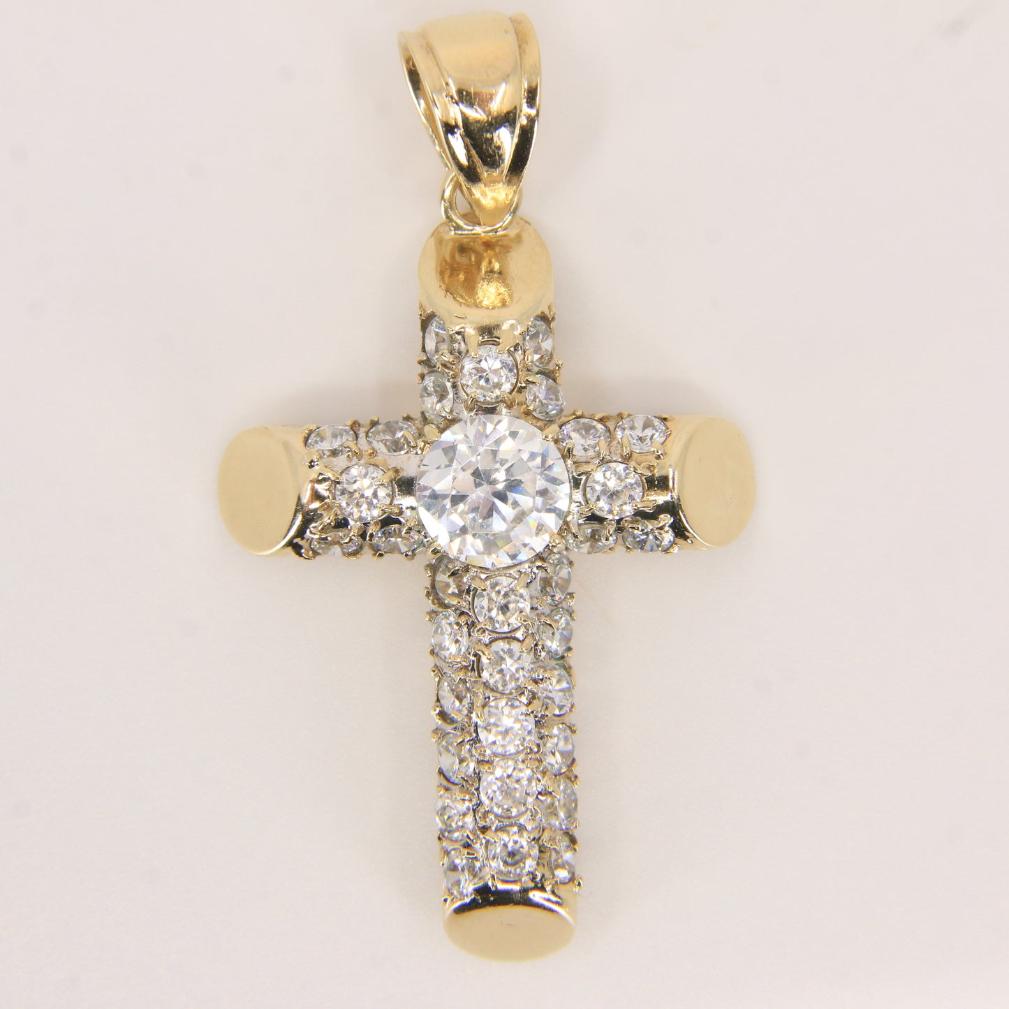 Vintage 9ct Gold Hallmarked Cubic Zirconia Cross Pendant Sparkling CZ Charm