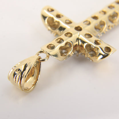 Vintage 9ct Gold Hallmarked Cubic Zirconia Cross Pendant Sparkling CZ Charm