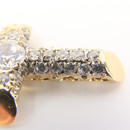 Vintage 9ct Gold Hallmarked Cubic Zirconia Cross Pendant Sparkling CZ Charm