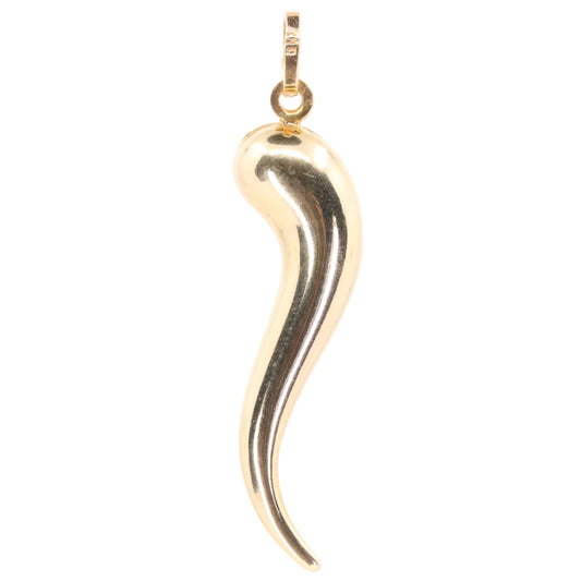 Vintage 9ct Yellow Gold Large Horn of Plenty Cornicello Lucky Charm Pendant Gift